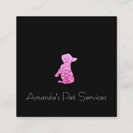 Hund Sitter Sitter Pet Service Grooming Black Rosa Fyrkantigt Visitkort