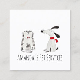 Hund Sitter Sitter Pet Service Grooming Cute Sweet Fyrkantigt Visitkort
