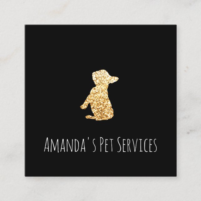 Hund Sitter Sitter Pet Service Grooming (endast Gu Fyrkantigt Visitkort (Framsida)
