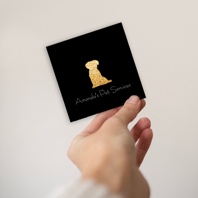 Hund Sitter Sitter Pet Service Grooming (endast Gu Fyrkantigt Visitkort (Dog Sitter Sitter Pet Service Grooming Simply Gold Square Business Card)