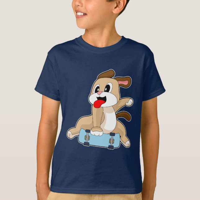 Hund Skatare Skateboard T Shirt (Framsida)