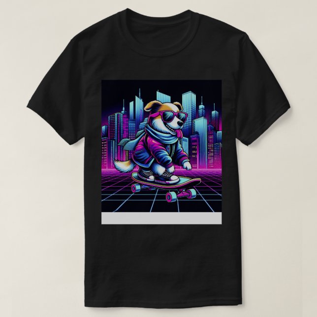 Hund Skateboarding 6 T Shirt (Design framsida)