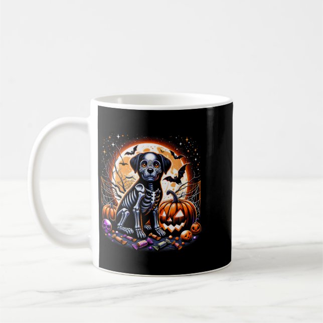 Hund skelett Halloween Kaffemugg (Vänster)