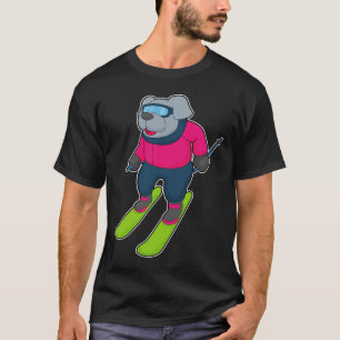 Hund Skidåkare Skidor Vintersport T Shirt