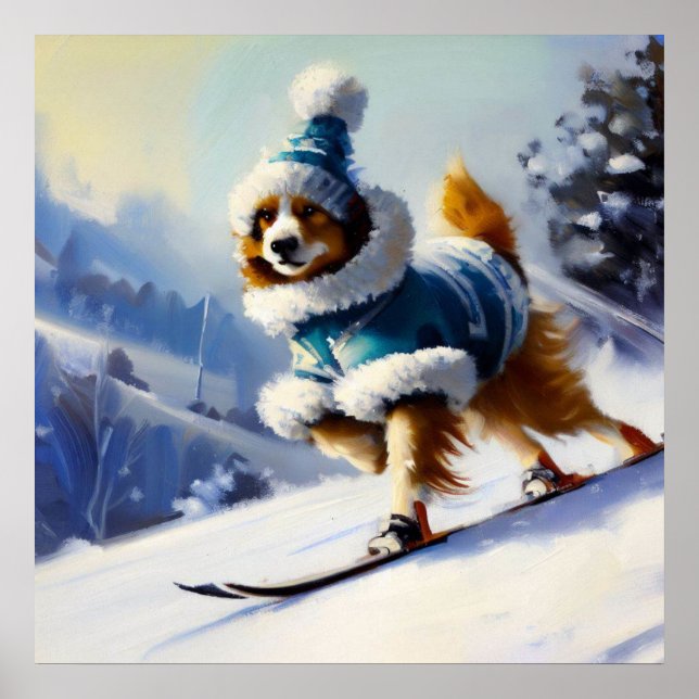 Hund Skiing Poster (Framsidan)
