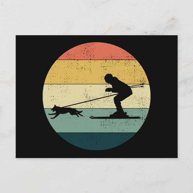 Hund Skijoring Extreme Winter Sport Ski Tävling Tä Vykort (Framsida)