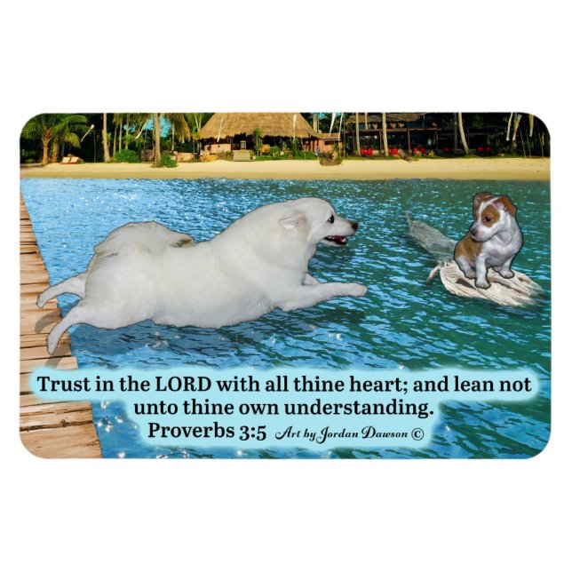 Hund Skripture Proverbs 3:5 Magnet (Horisontell)
