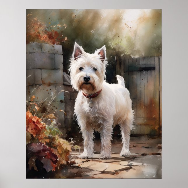 Hund Skriv ut på väster Highland White Terrier  Po Poster (Framsidan)