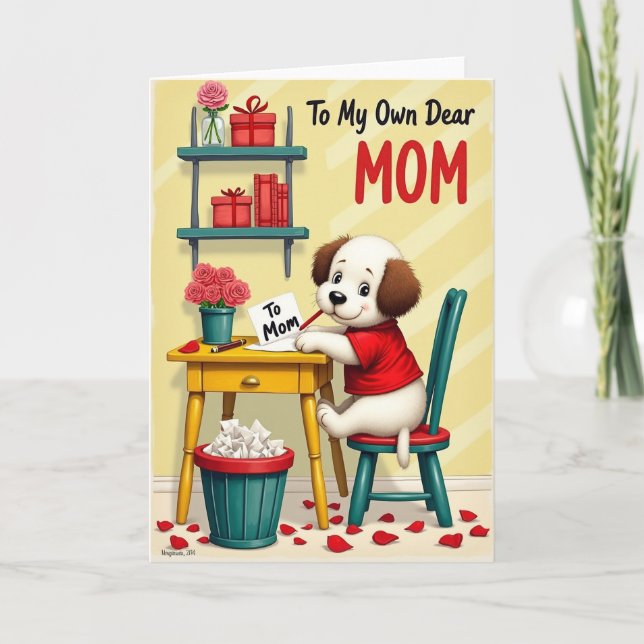 Hund skriver till mamma-kort kort (Framsida)
