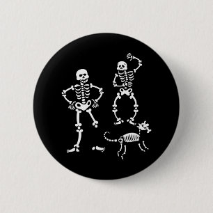 Hund Skull Skeleton som kör Halloween Costume Part Knapp