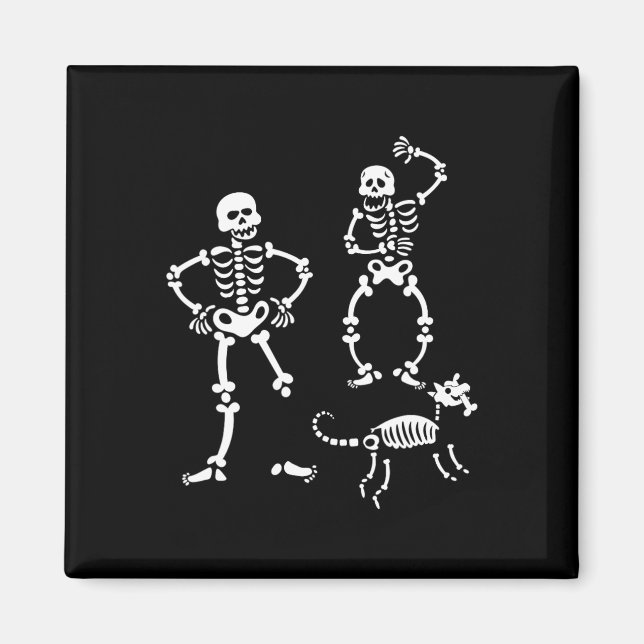 Hund Skull Skeleton som kör Halloween Costume Part Magnet (Framsidan)