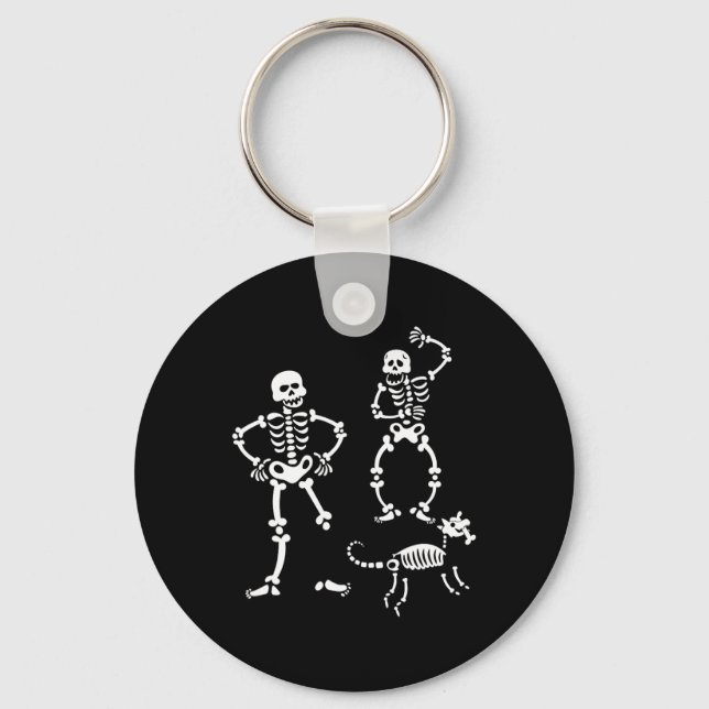 Hund Skull Skeleton som kör Halloween Costume Part Nyckelring (Framsida)