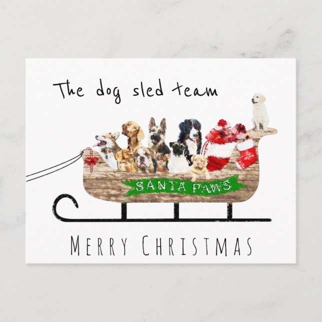 Hund sled team hund Santa sleigh god jul Vykort (Framsida)