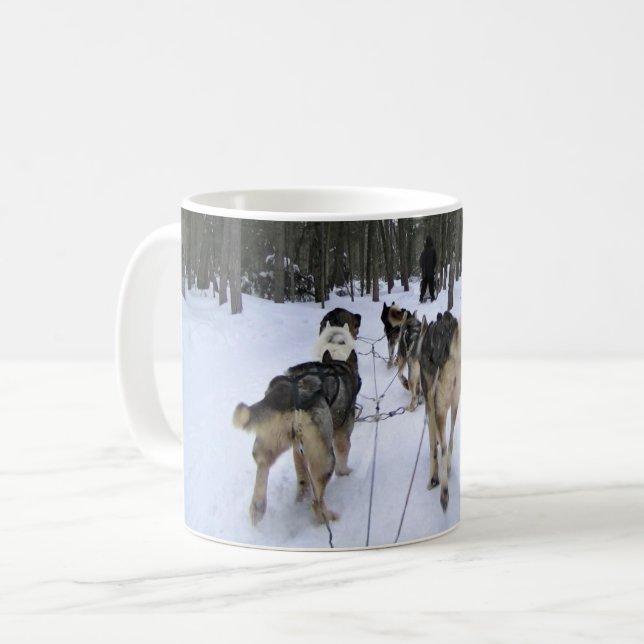 Hund Sledding i Quebec, Kanada Kaffemugg (Framsida vänster)