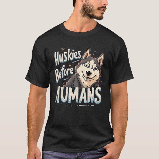 Hund Sledding Mushing Äventyr Huskyeam Winter roli T Shirt (Framsida)