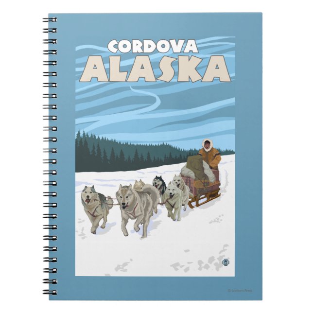 Hund Sledding Scene - Cordova, Alaska Anteckningsbok (Framsidan)