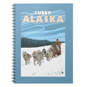 Hund Sledding Scene - Curry, Alaska Anteckningsbok