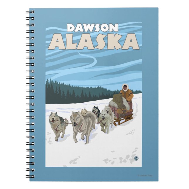 Hund Sledding Scene - Dawson, Alaska Anteckningsbok Med Spiral (Framsidan)