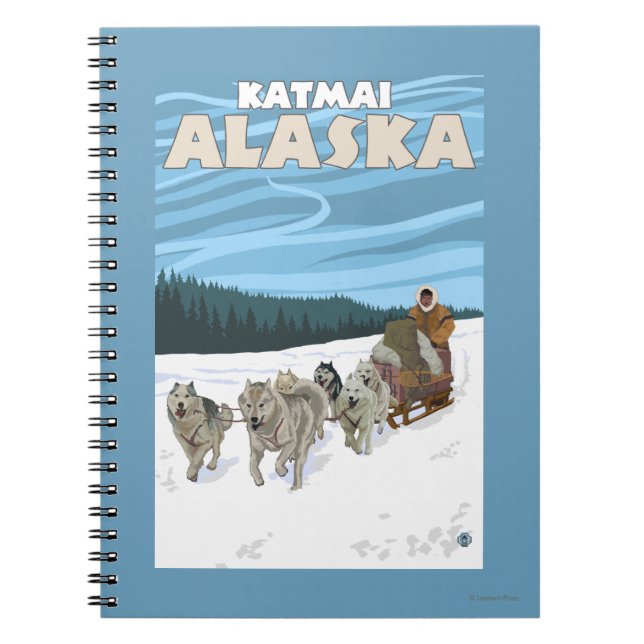 Hund Sledding Scene - Katmai, Alaska Anteckningsbok (Framsidan)