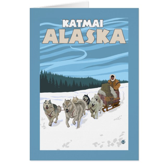 Hund Sledding Scene - Katmai, Alaska Hälsningskort (Framsidan)