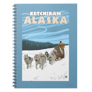 Hund Sledding Scene - Ketchikan, Alaska Anteckningsbok