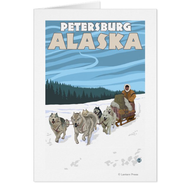 Hund Sledding Scene - Petersburg, Alaska Hälsningskort (Framsidan)