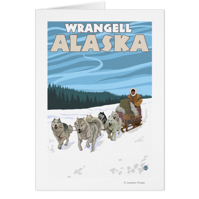Hund Sledding Scene - Wrangell, Alaska Hälsningskort (Framsidan)