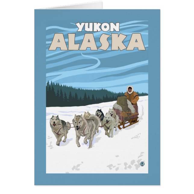 Hund Sledding Scene - Yukon, Alaska Hälsningskort (Framsidan)