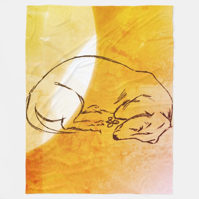 Hund, Sleeping Dachshund Hund Fleece Blanket (Framsidan)