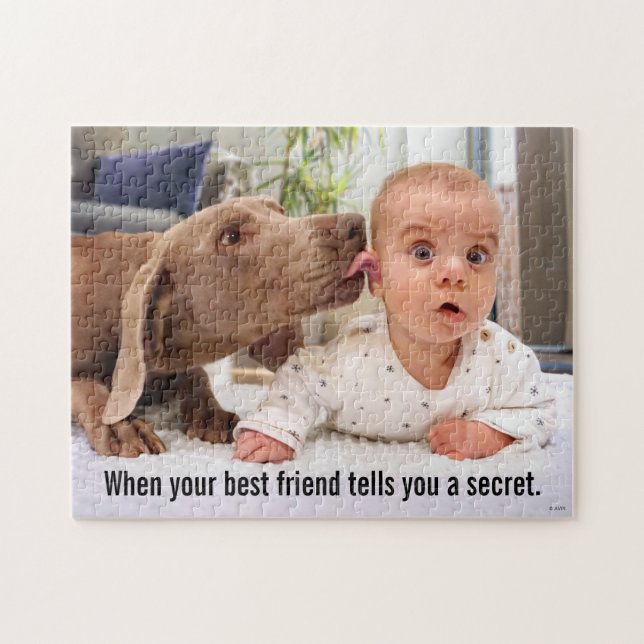 Hund Slickande Baby Ear Pussel (Horisontell)
