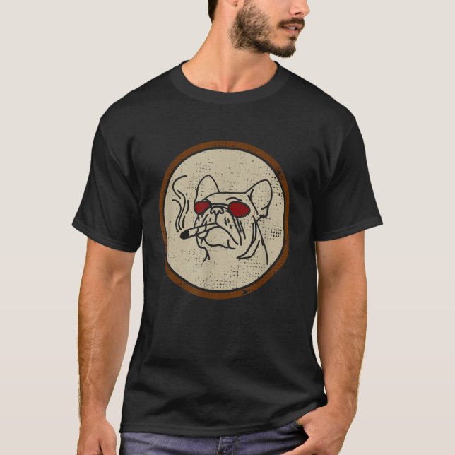 Hund Smoking Ogräs Retro-Coolan är lustig T Shirt (Framsida)