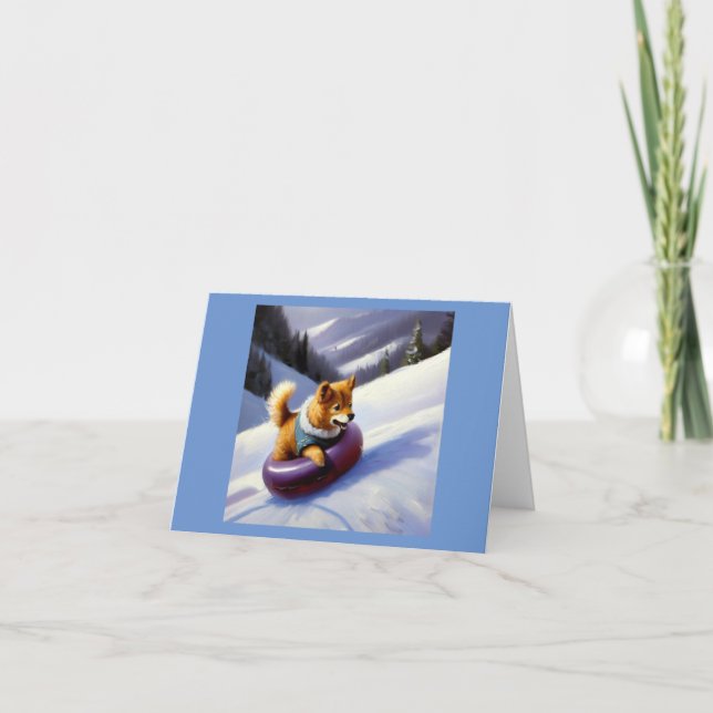 Hund Snö Tubing Kort (Framsida)