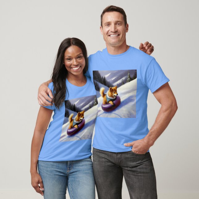 Hund Snö Tubing T Shirt (Unisex)