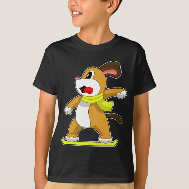 Hund Snowboard Winter sport T Shirt (Framsida)