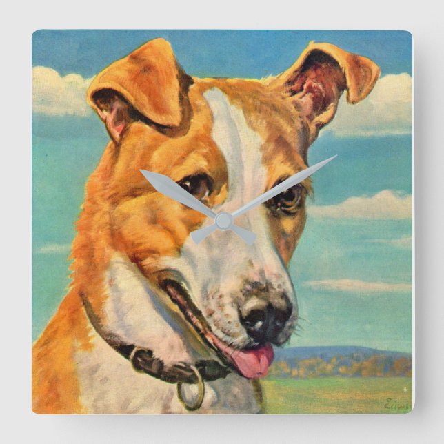hund snygg hund fyrkantig klocka (Framsida)