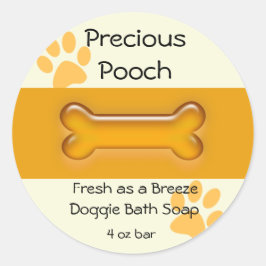 Hund Soap-etikett - orange cirkel Runt Klistermärke