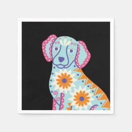 Hund Socker Skalle Dag för Döda Svarta Servetter