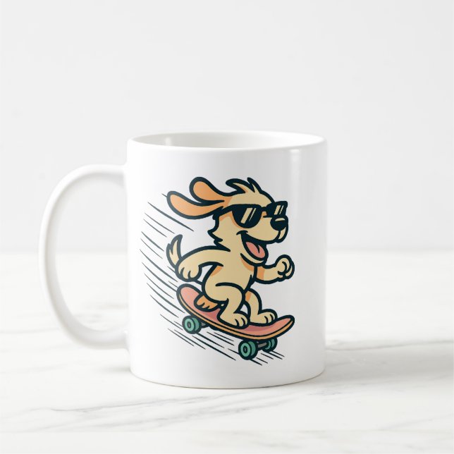 Hund som åker skateboard kaffemugg (Vänster)