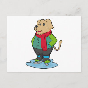 Hund som åker skridskor med skridskor vykort