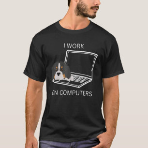Hund som arbetar med datorer sarkastisk hundar kat t shirt