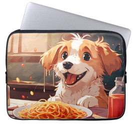Hund som äter spaghetti laptop fodral
