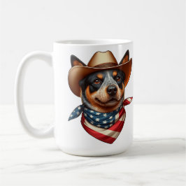 Hund som bär hatt och amerikansk flagga bandana kaffemugg
