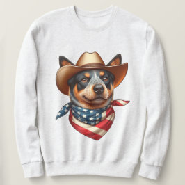 Hund som bär hatt och amerikansk flagga bandana lång ärmad tröja