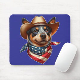 Hund som bär hatt och amerikansk flagga bandana musmatta