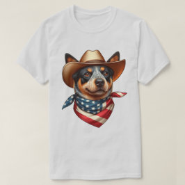 Hund som bär hatt och amerikansk flagga bandana t shirt