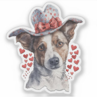 Hund som bär hatt på huvudet Alla hjärtans dag dek Klistermärken