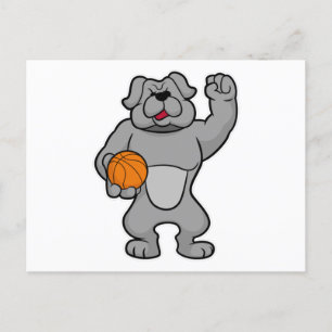Hund som basketbollspelare med basketboll vykort