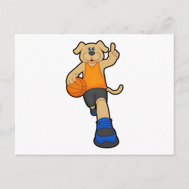 Hund som basketbollspelare med basketboll vykort (Framsida)