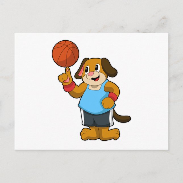 Hund som basketbollsspelare med basketboll vykort (Framsida)