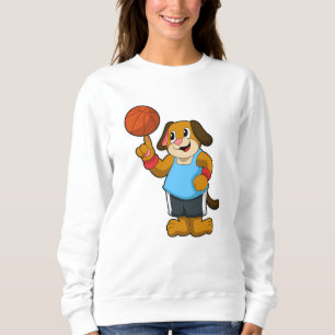 Hund som basketspelare med basket t shirt
